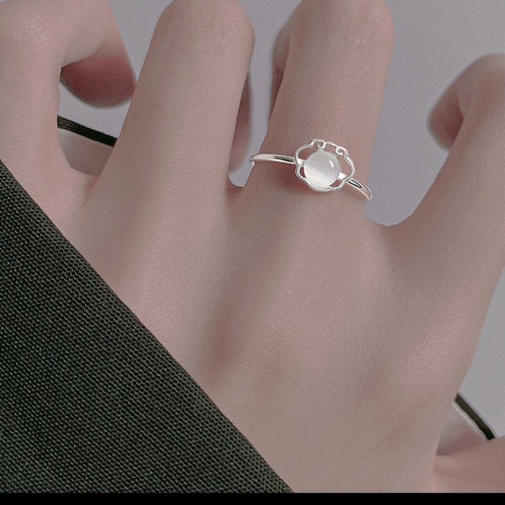 925 silver opal stone open ring size 7